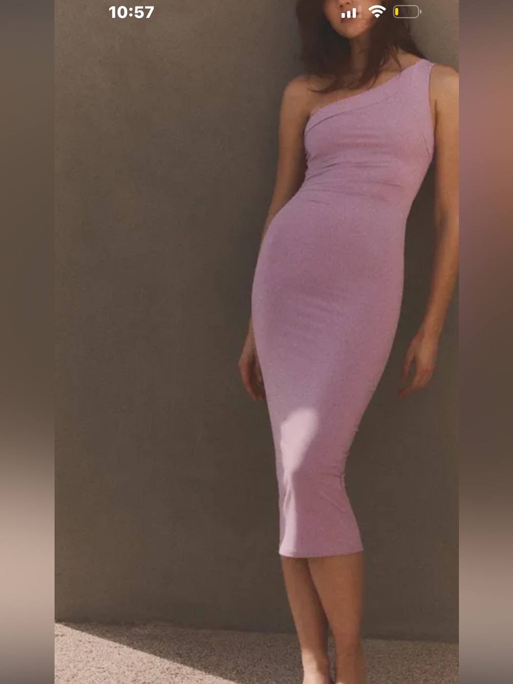 Zara One-Shoulder Lavender Pencil Midi Skirt